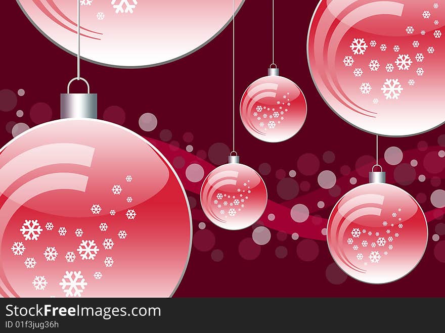 Abstract background from new-year toys on a claret background