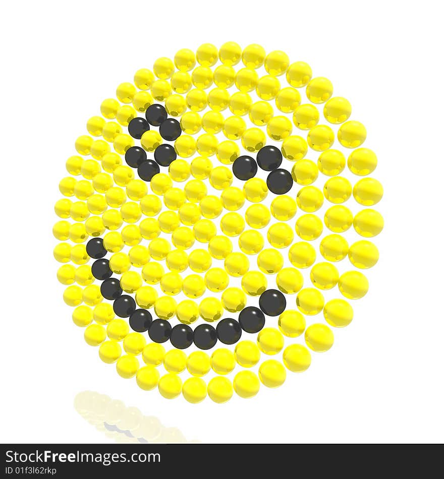 Winking smilie from yellow spheres