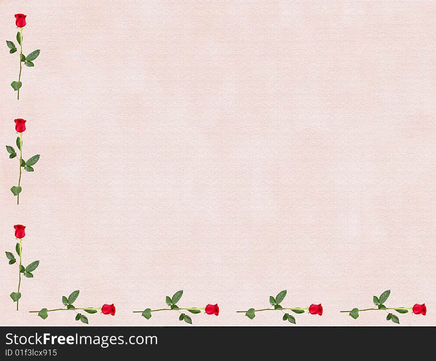 Valintine Roses on pink parchment. Valintine Roses on pink parchment