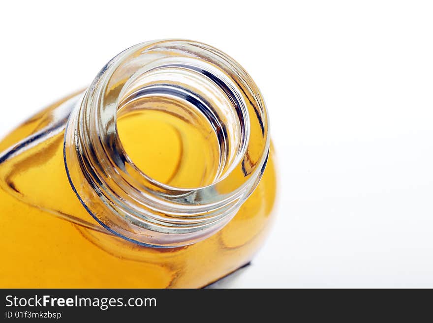 Close-up view of yellow bottle,focus on the bottleneck. Close-up view of yellow bottle,focus on the bottleneck.