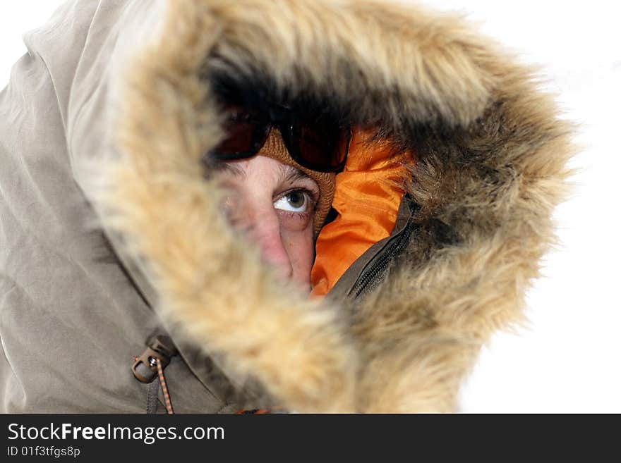 Young man with cowl portrait. Young man with cowl portrait