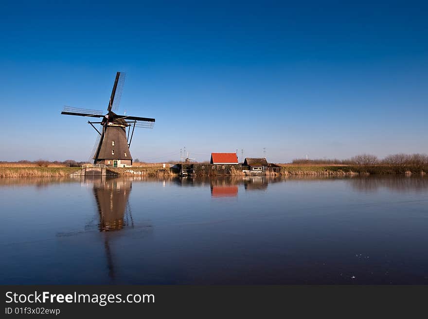 Beautiful Windmill Landscape At Kinderdijk