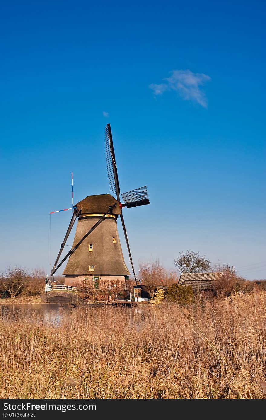 Beautiful windmill landscape at kinderdijk