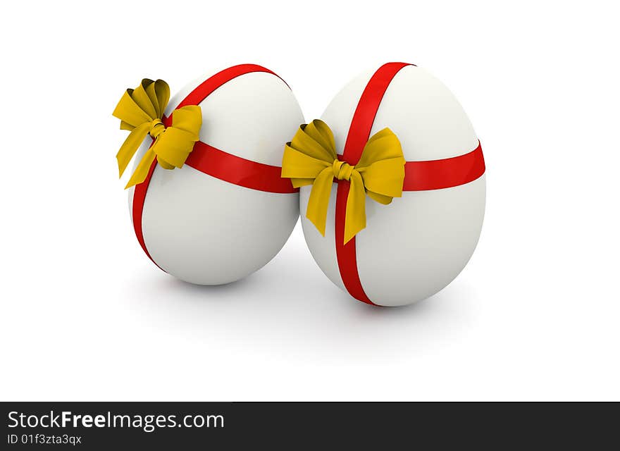 Gift White eggs decorative on white background