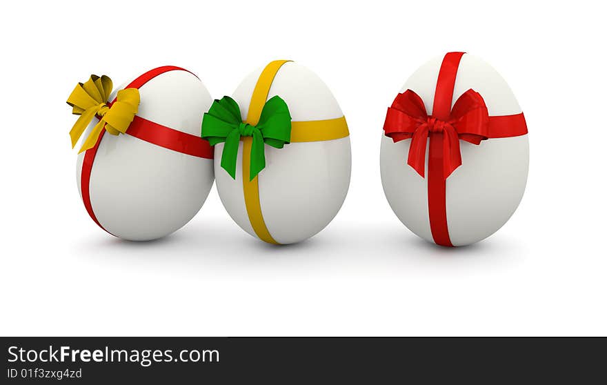 Gift White eggs decorative on white background