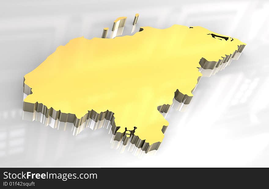 3d made flag map of Honduras. 3d made flag map of Honduras