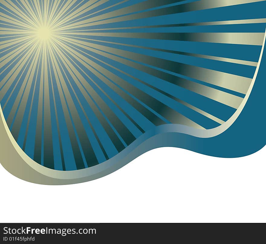 Golden sun rays are featured in an abstract background illustration.