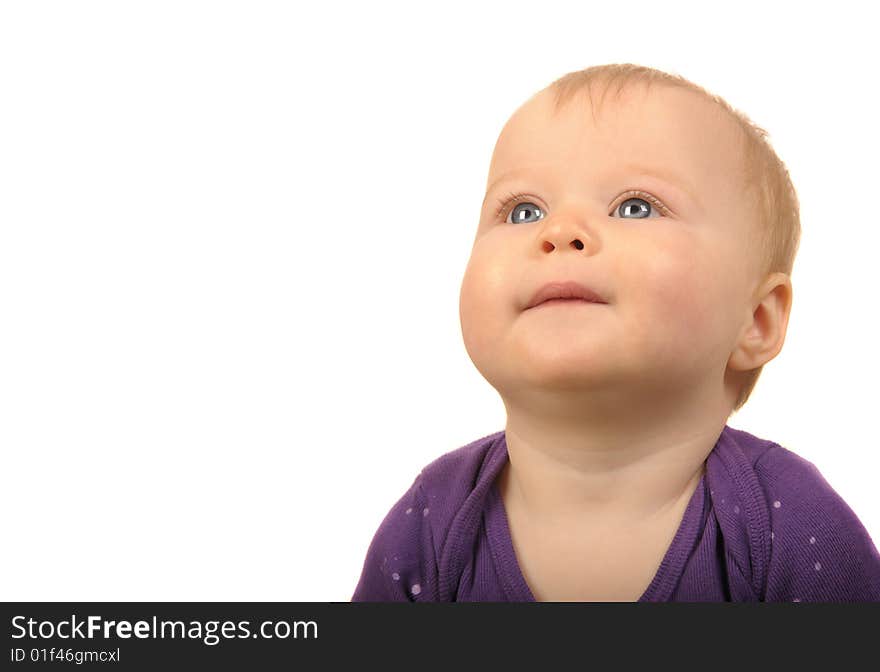 Beautiful Portrait of a baby girl on White