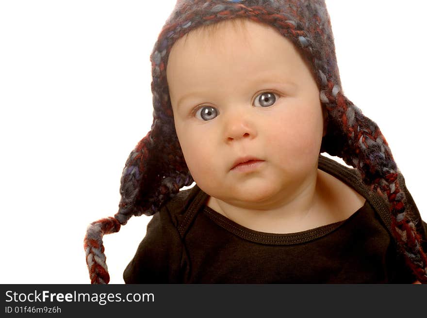 Beautiful Portrait of a Baby Girl On White