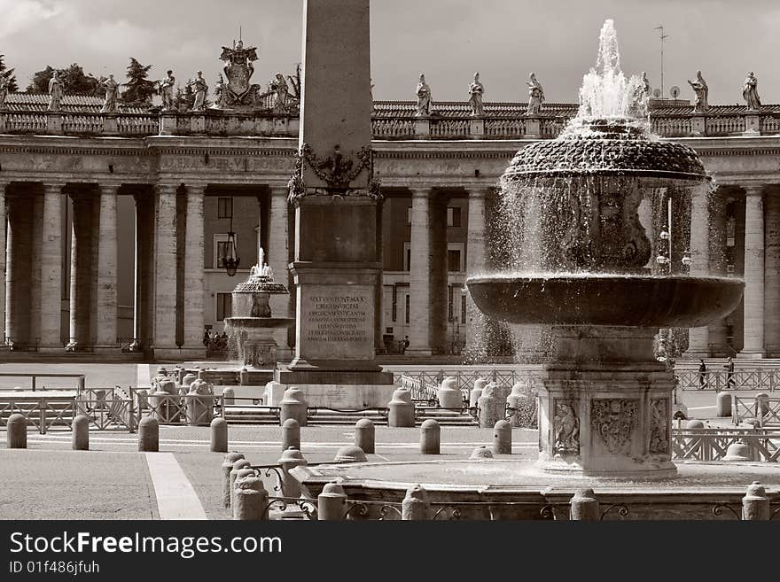 Fountain on a square of Vatican. Rome. Italy. Fountain on a square of Vatican. Rome. Italy