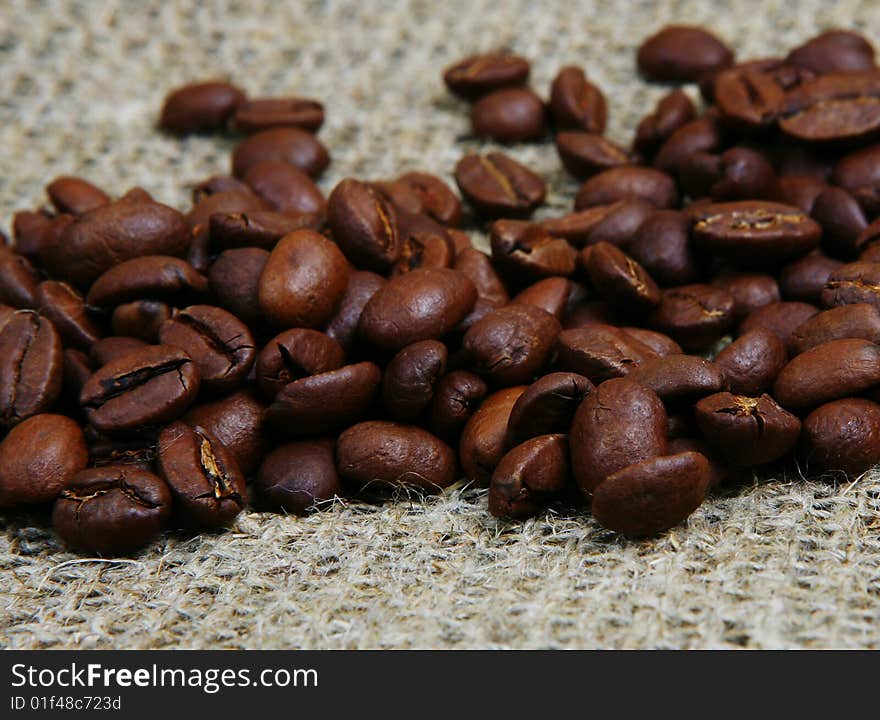 Coffee beans macro closeup