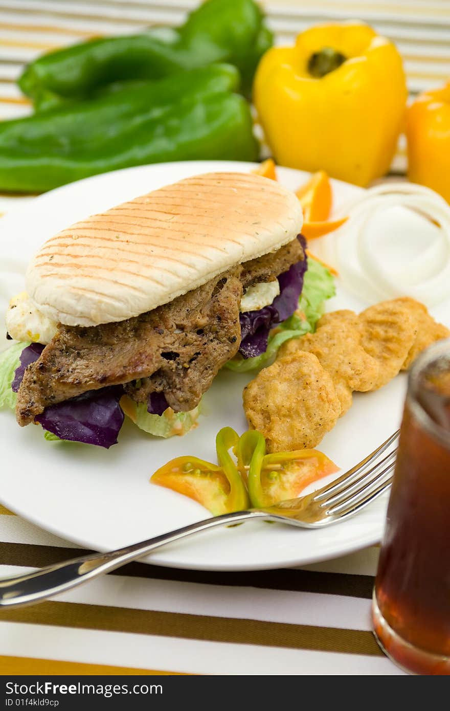 Pork sandwich with fried chicken