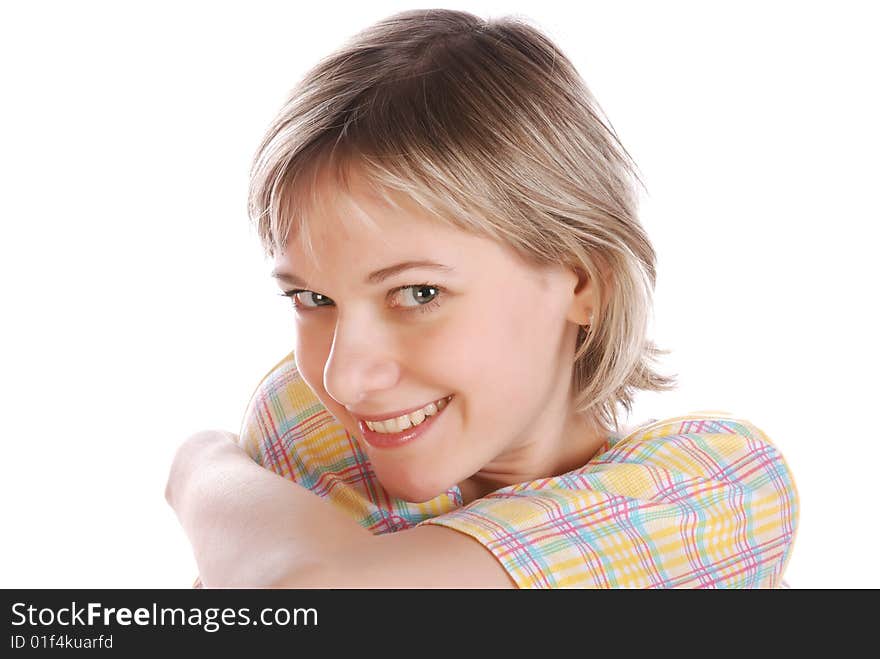 Portrait of a young woman isolated over white