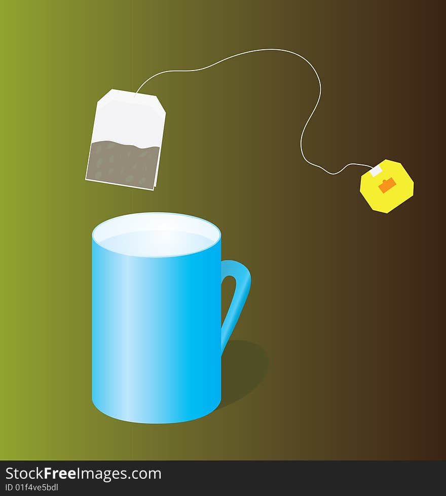 Morning cup of black tea. Vector illustration