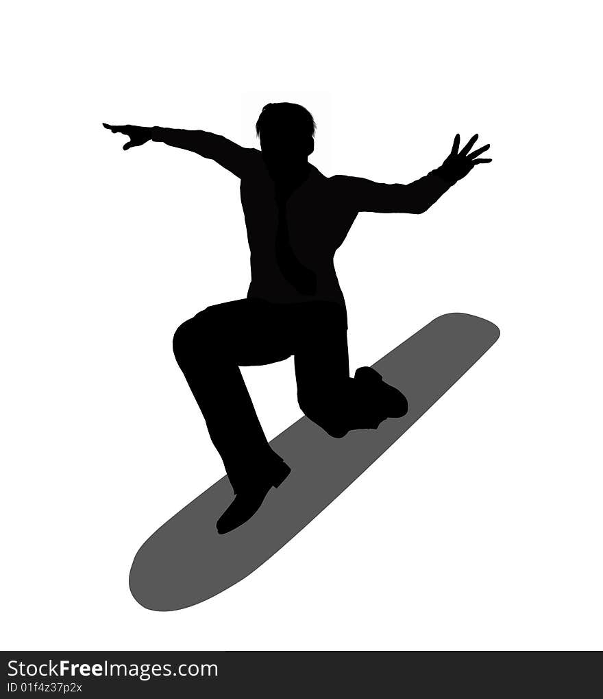 Surfing Businessman