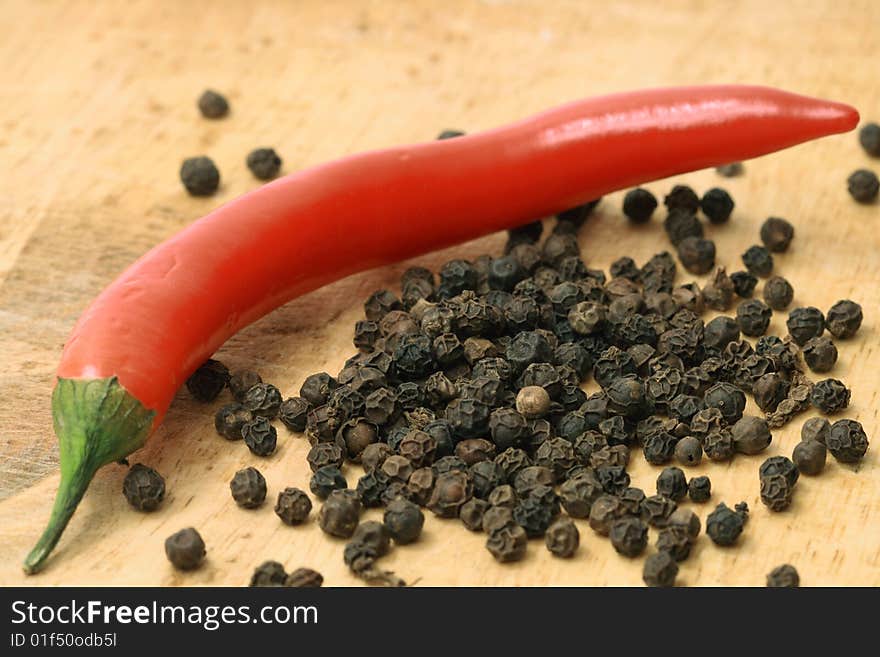 Red and black pepper