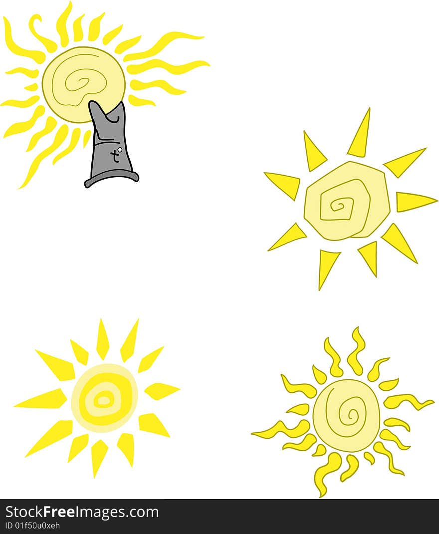 Solar disk, sun graphic representation, the sun beams, the simplified image