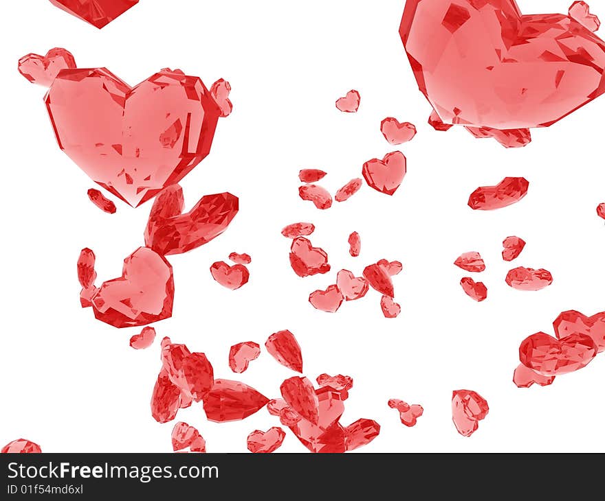 Lot of hearts flying in white background. Lot of hearts flying in white background