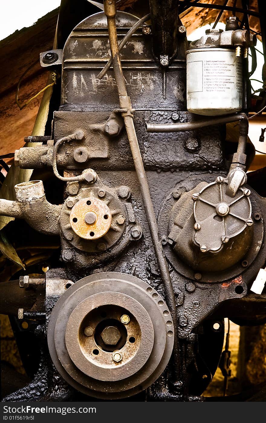 Old Diesel Engine Close-up