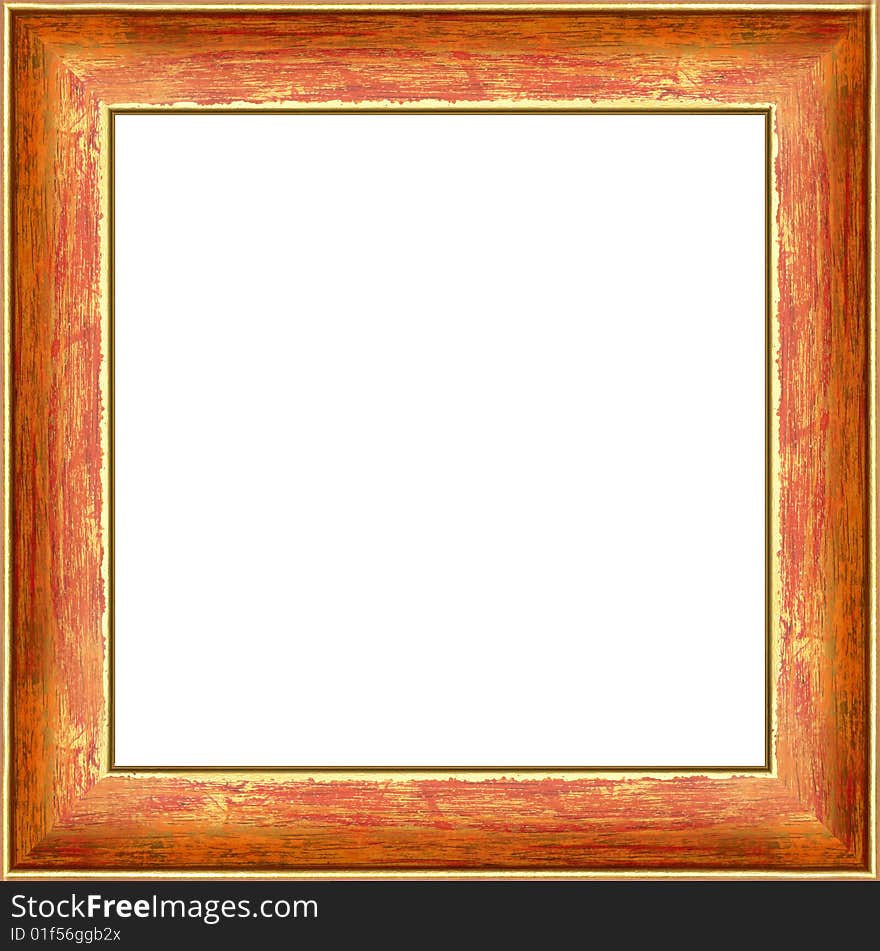 A picture gold frame on a white