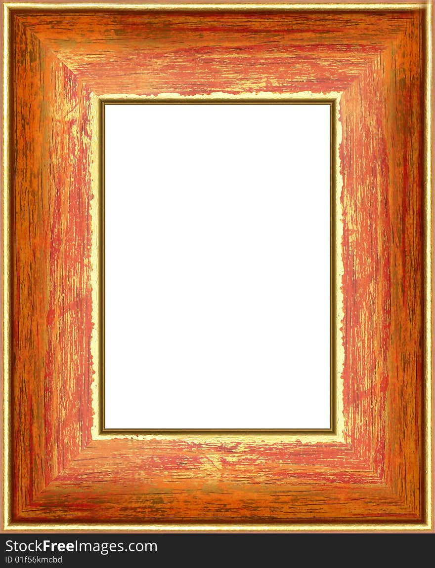 A picture gold frame on a white