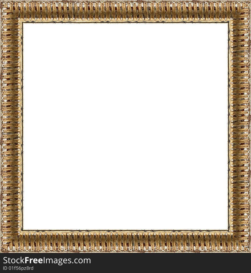 A picture gold frame on a white