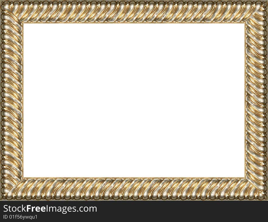 A picture gold frame on a white. A picture gold frame on a white