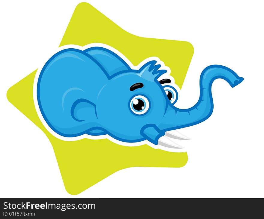 Funny and Smiling Elephant Cartoon Mascot on green star background. Vector Illustration. Funny and Smiling Elephant Cartoon Mascot on green star background. Vector Illustration.