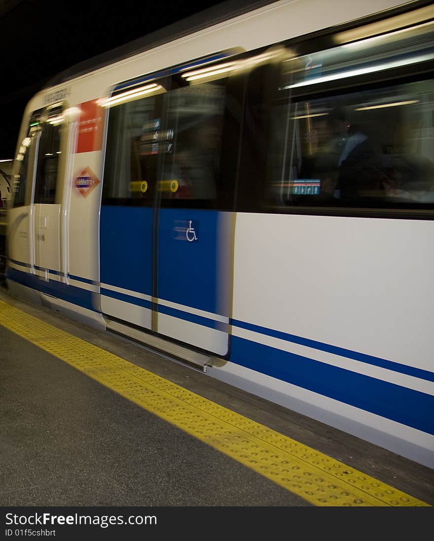 Urban metro tunnel in Madrid, Spain