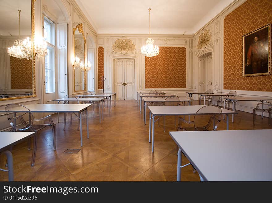 Empty classroom in the castle