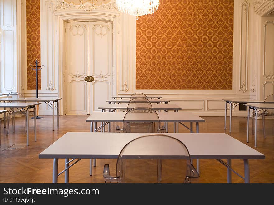 Empty classroom in the castle