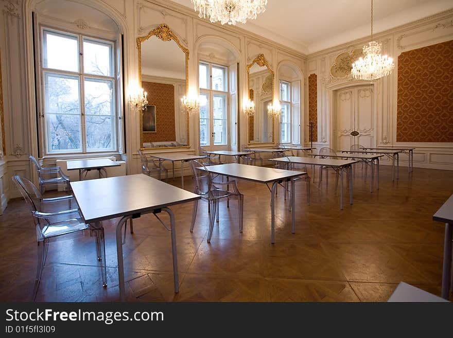 Empty classroom in the castle