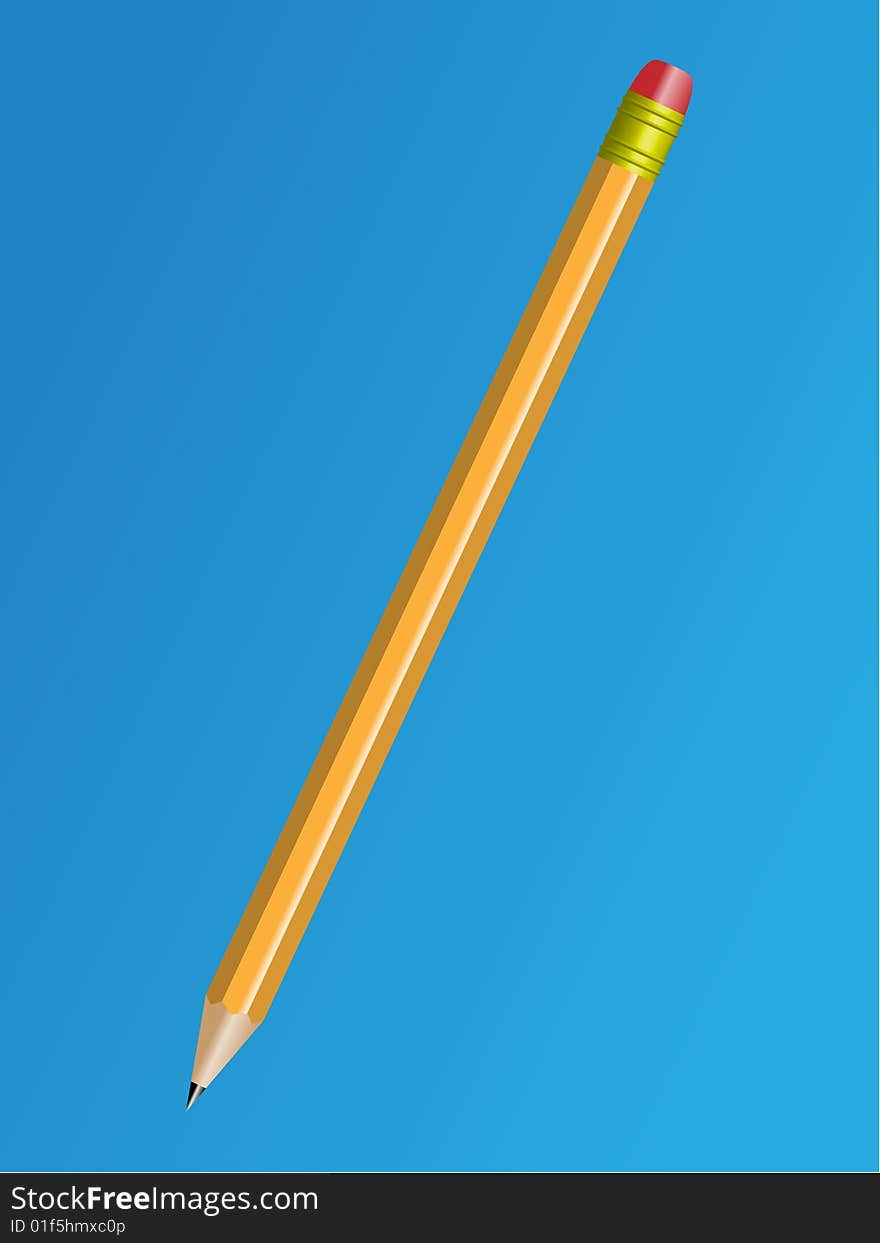 Lead pencil with blue background. Vector illustration.