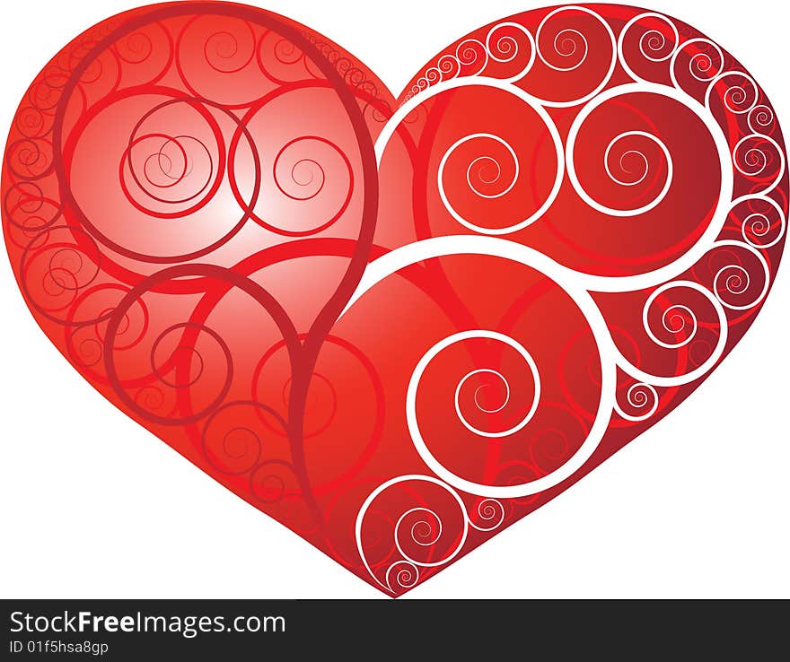 Isolated heart in red and white colors