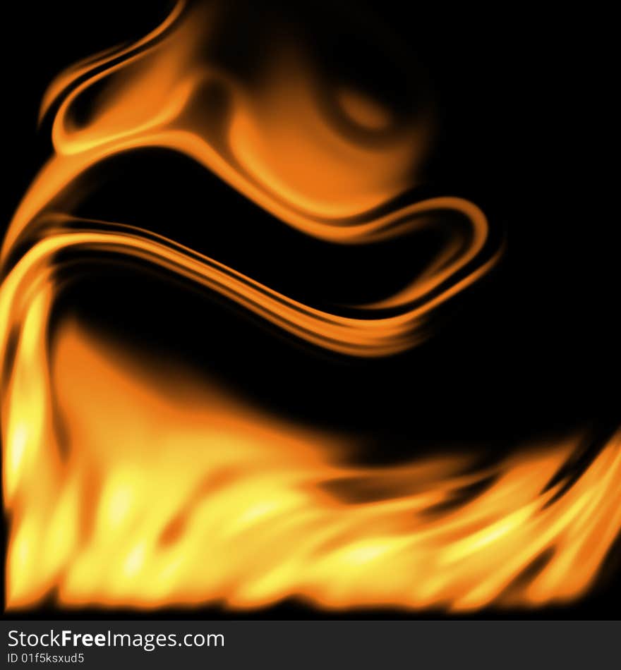 Big swirling flame on black background