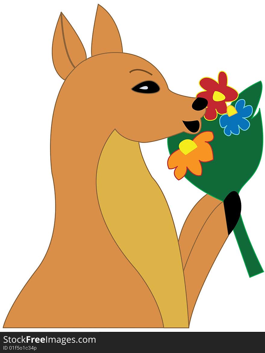 Small deer with flowers