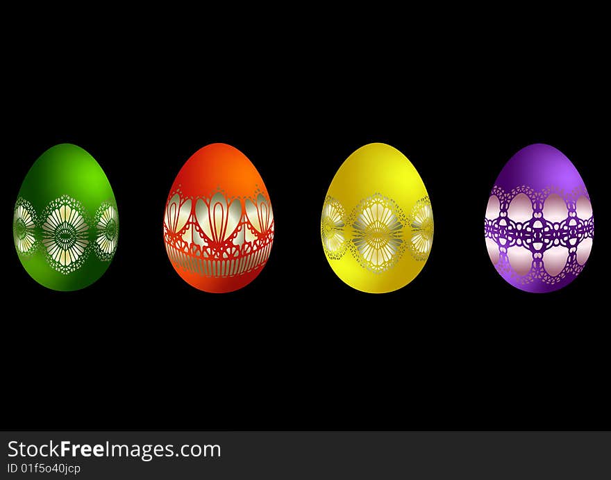 Set from four easter eggs