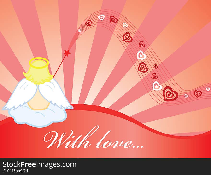 Wallpaper with angel and hearts