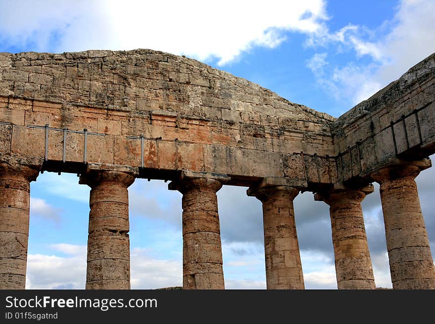 Greek temple detail & sky