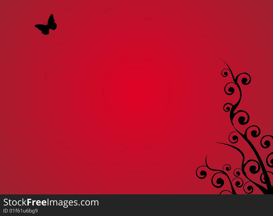 A butterfly flying over a blood red background. A butterfly flying over a blood red background.