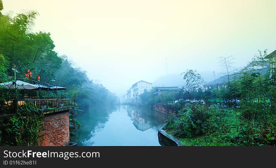 Town next to river