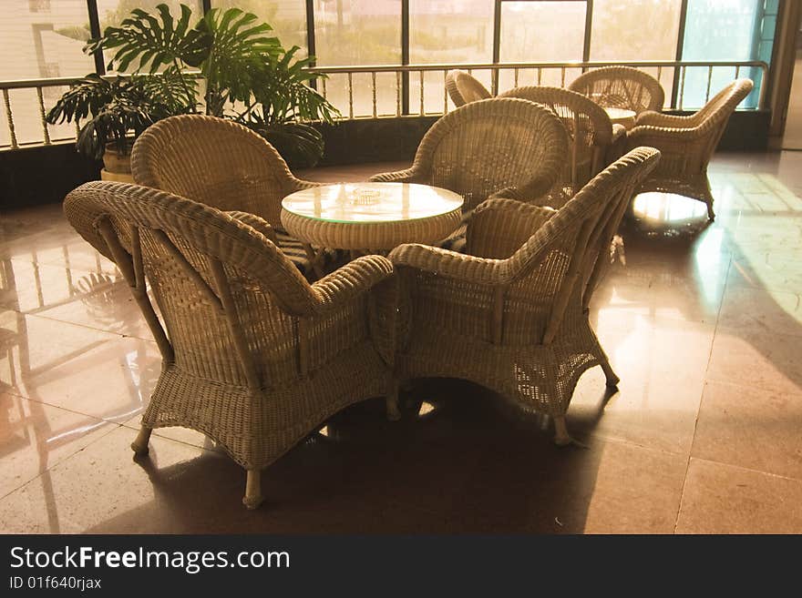 This is the picture of a reflection chair and tea side-table