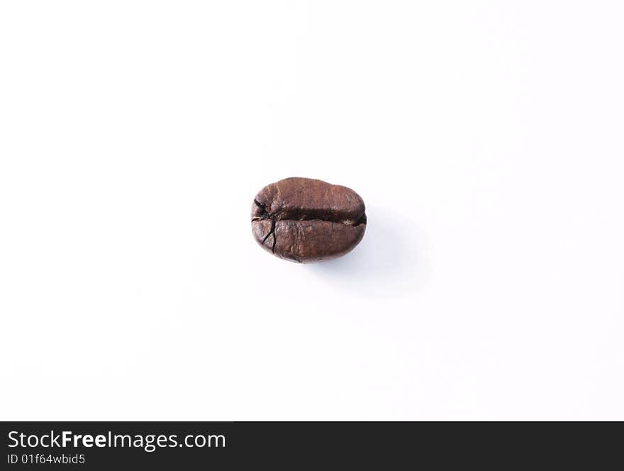 Single coffee bean, on the white background