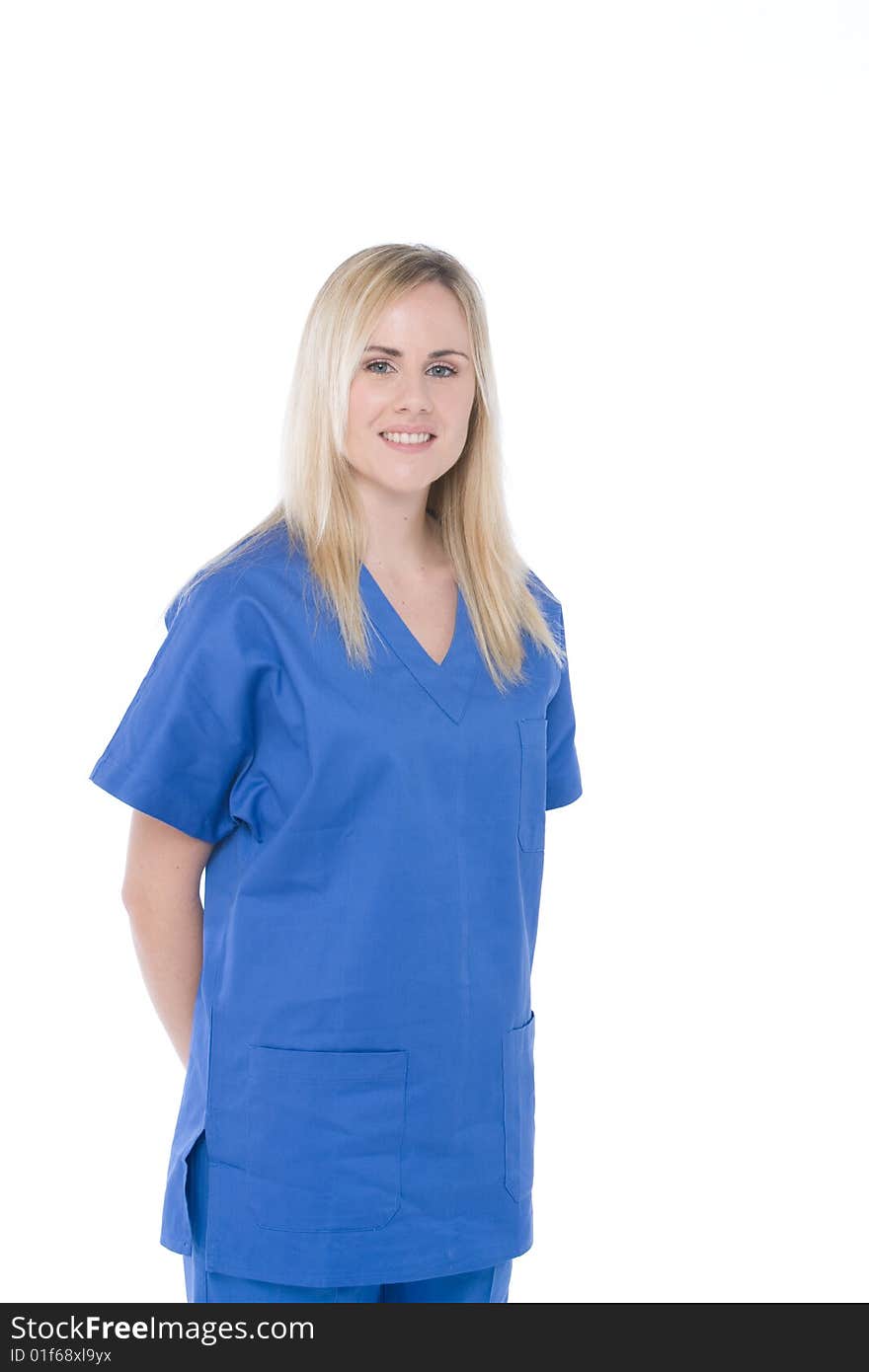 Studio shot of a nurse isolated on white. Studio shot of a nurse isolated on white