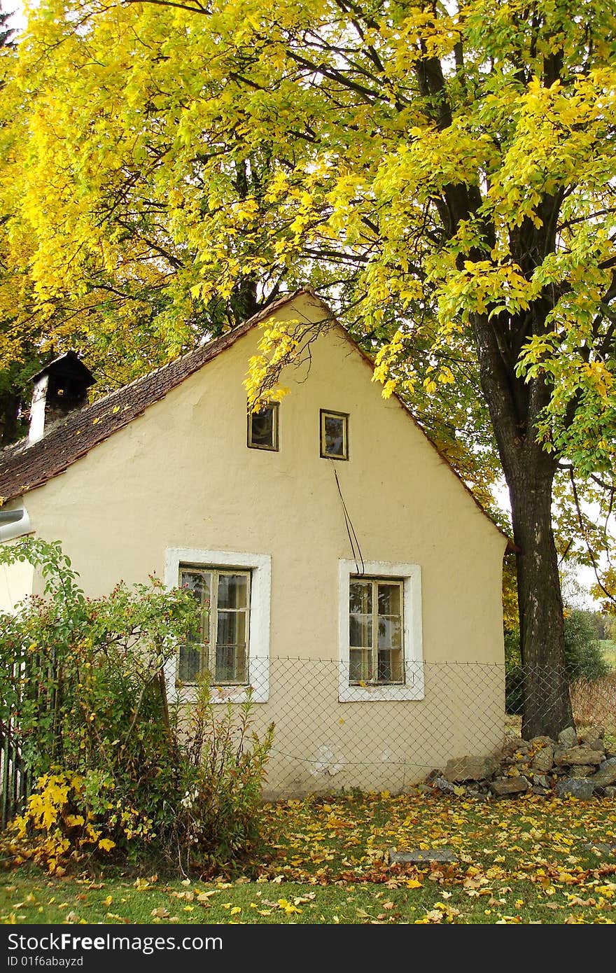 Autumn country house, South Bohemia, Czech republic. Autumn country house, South Bohemia, Czech republic