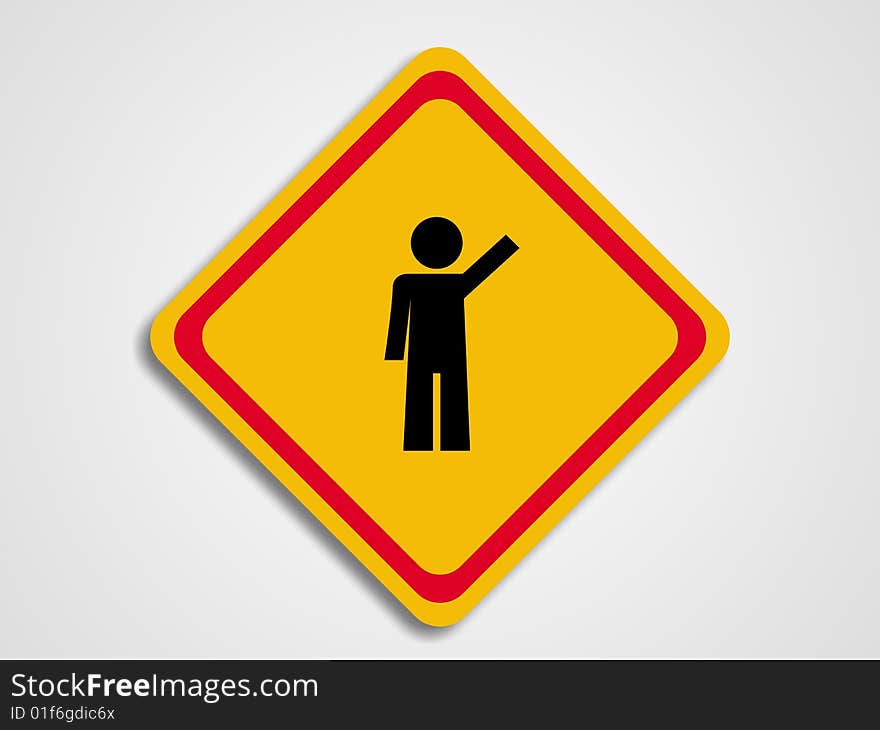 Pictogram waving his hand on a sign. Pictogram waving his hand on a sign.