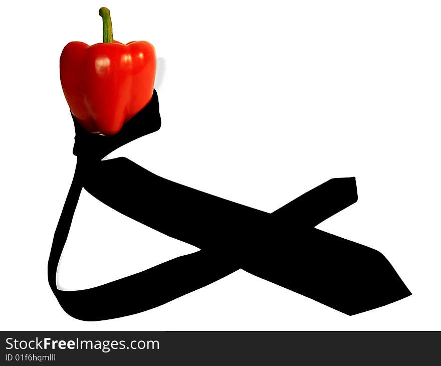 Red pepper with tie.