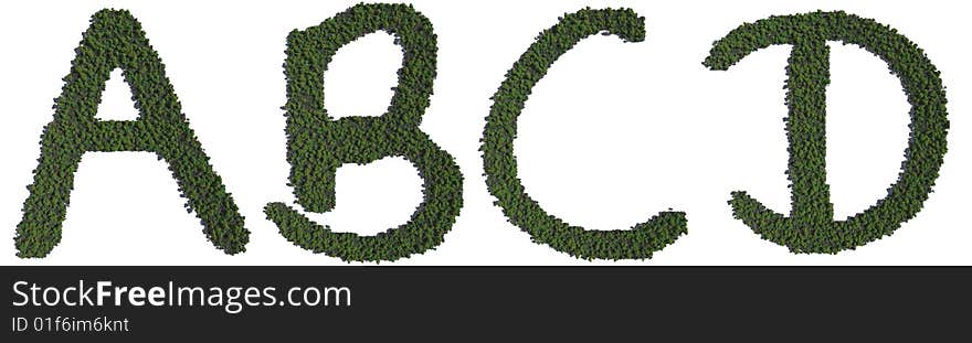 A series of CG letters made up of trees. Copy and combine them to make your own green message!. A series of CG letters made up of trees. Copy and combine them to make your own green message!