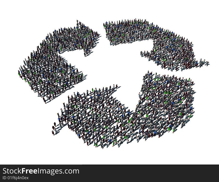 Over 2,000 people congregated in the shape of the recycling logo. Over 2,000 people congregated in the shape of the recycling logo.