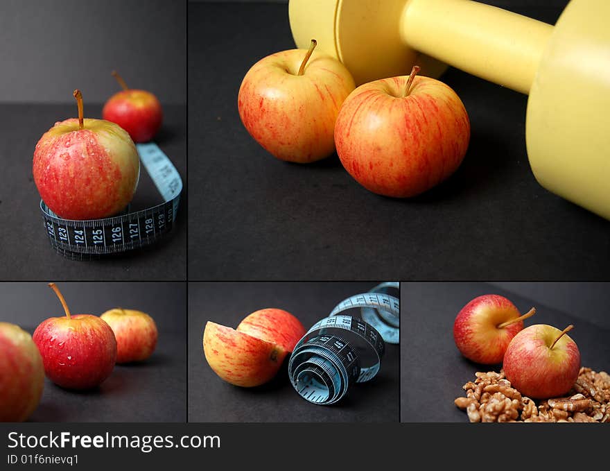 Montage of dieting concepts - Apples